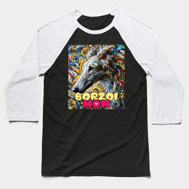 Borzoi mom, stained glass. I love borzois. Baseball T-Shirt by MrPila